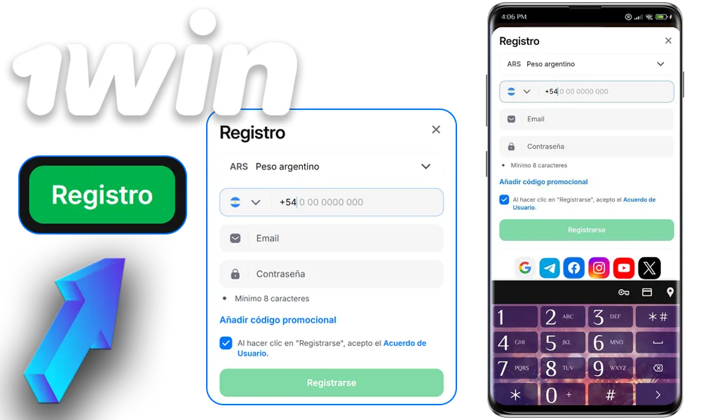 Registrarse para obtener una cuenta 1win